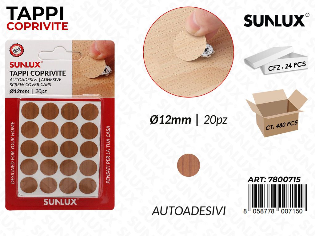 Sunlux Tappi Coprivite Autoadv D.12MM 20PCS