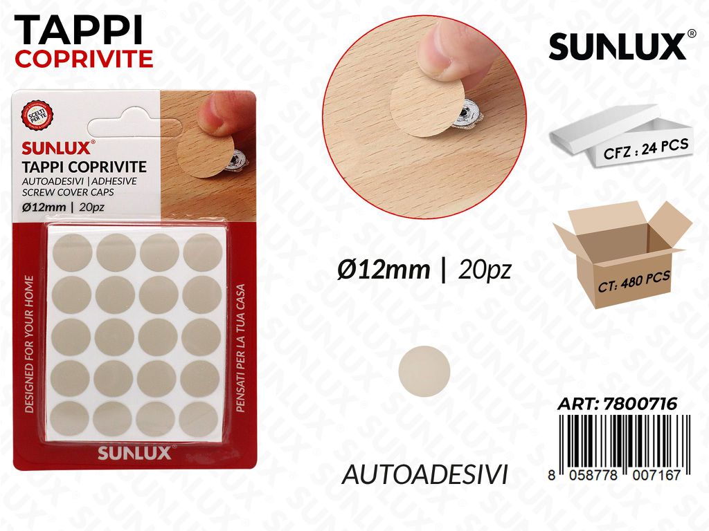 Sunlux Tappi Coprivite Autoadv D.12MM 20PCS