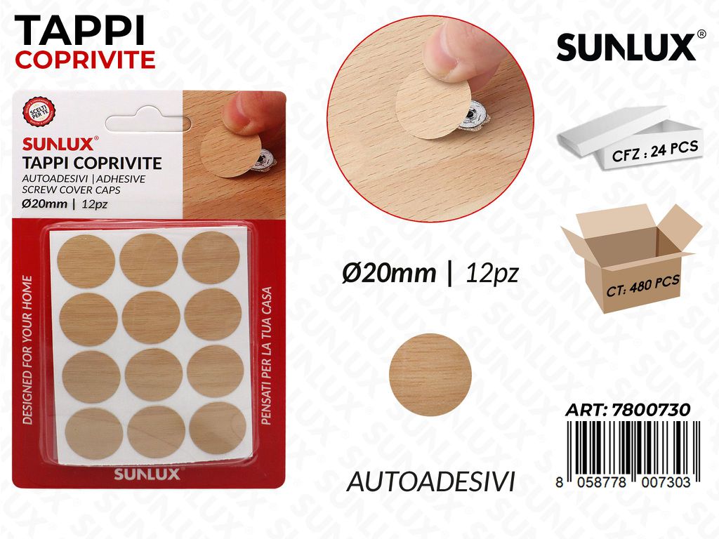 Sunlux Tappi Coprivite Autoadv D.20MM 12PCS