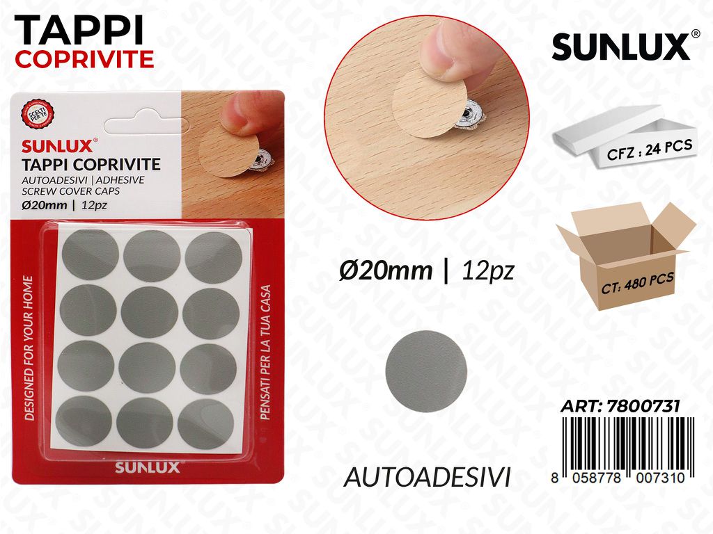 Sunlux Tappi Coprivite Autoadv D.20MM 12PCS