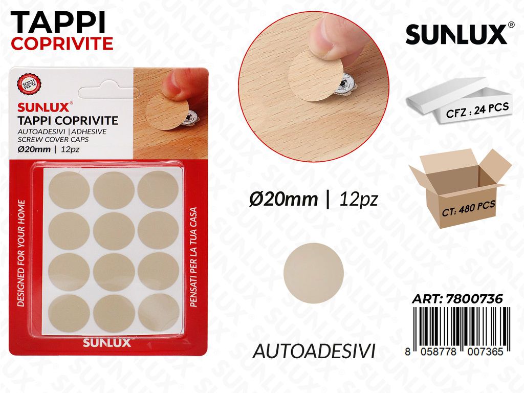 Sunlux Tappi Coprivite Autoadv D.20MM 12PCS