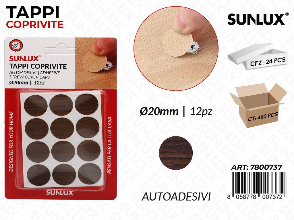 Sunlux Tappi Coprivite Autoadv D.20MM 12PCS