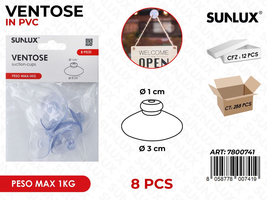 Sunlux Ventose Pvc 8PCS Max 1KG 1*3CM