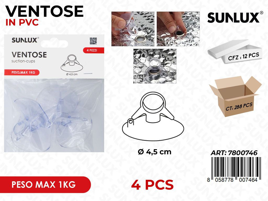 Sunlux Ventose Pvc 4PCS Max 1KG 4.5CM