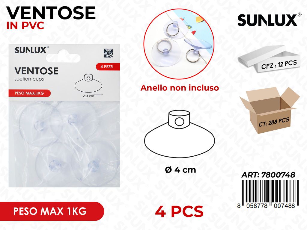 Sunlux Ventose Pvc 4PCS Max 1KG 4CM