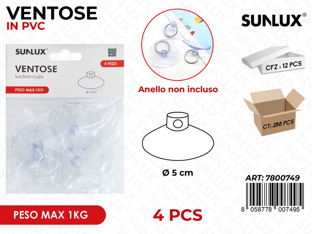 Sunlux Ventose Pvc 4PCS Max 1KG 5CM
