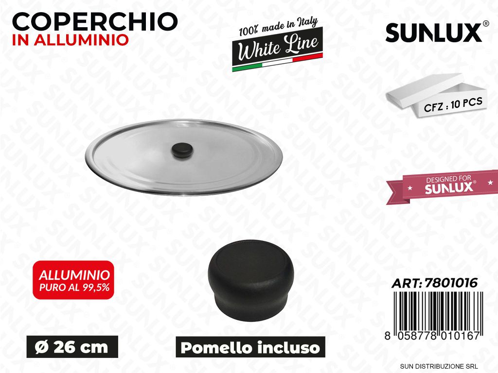 Coperchio in Alluminio c/ Pomello D.26CM