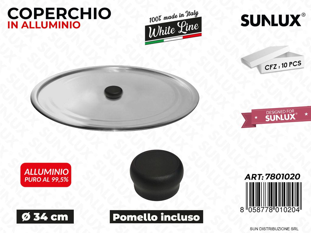 Coperchio in Alluminio c/ Pomello D.34CM