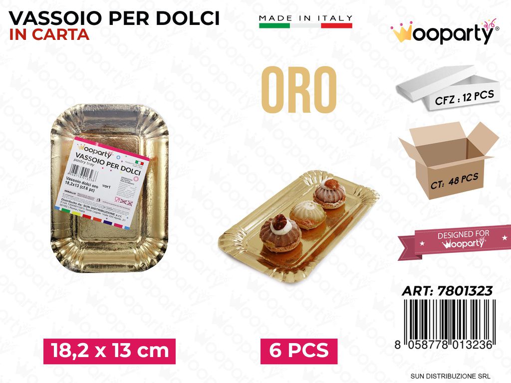 Vassoio per Dolci Oro 18.2*13CM 6PCS