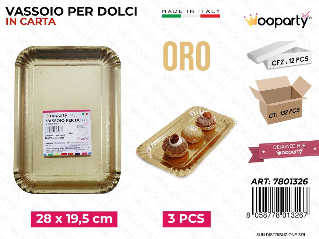 Vassoio per Dolci Oro 28*19.5CM 3PCS