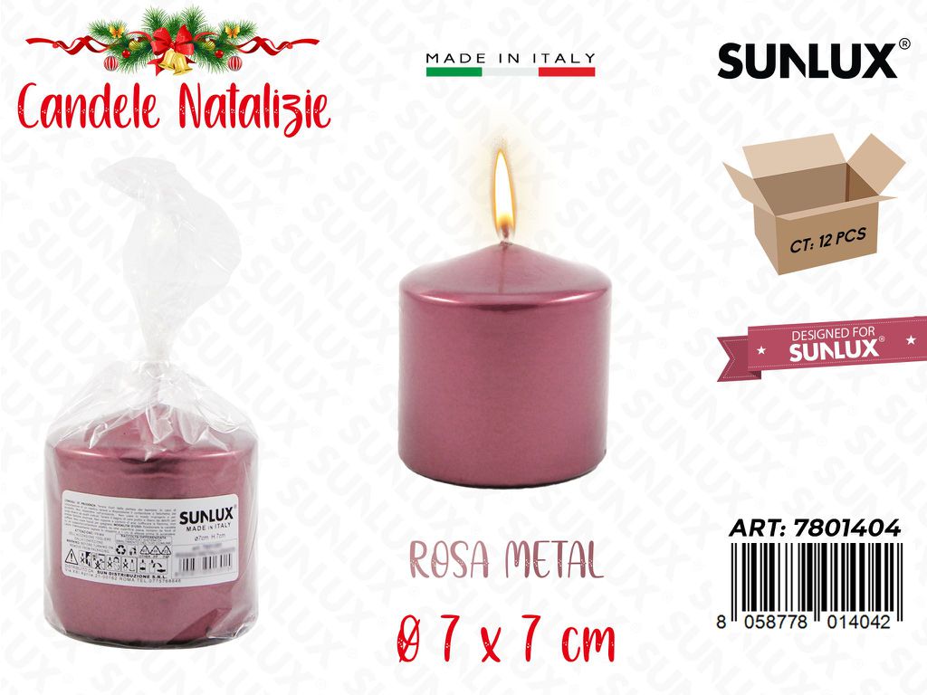 Candela Moccolo Rosa Metal D.7*7CM