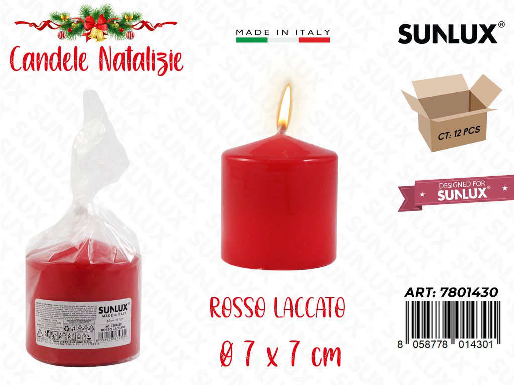 Candela Moccolo Rosso Lacc. D.7*7CM