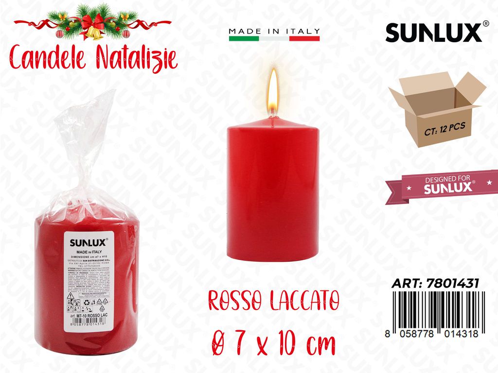 Candela Moccolo Rosso Lacc. D.7*10CM
