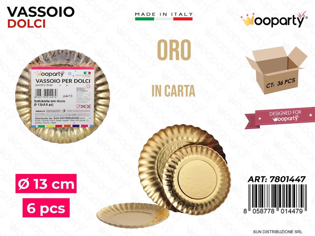Vassoio per Dolci Riccio Oro D.13CM 6PCS