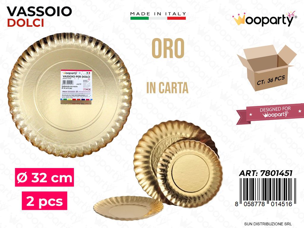 Vassoio per Dolci Riccio Oro D.32CM 2PCS