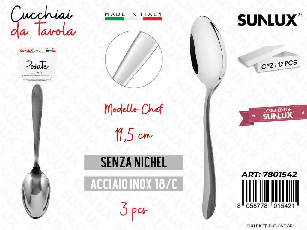 Cucchiai da Tavola Chef Inox 19.5CM 3PCS