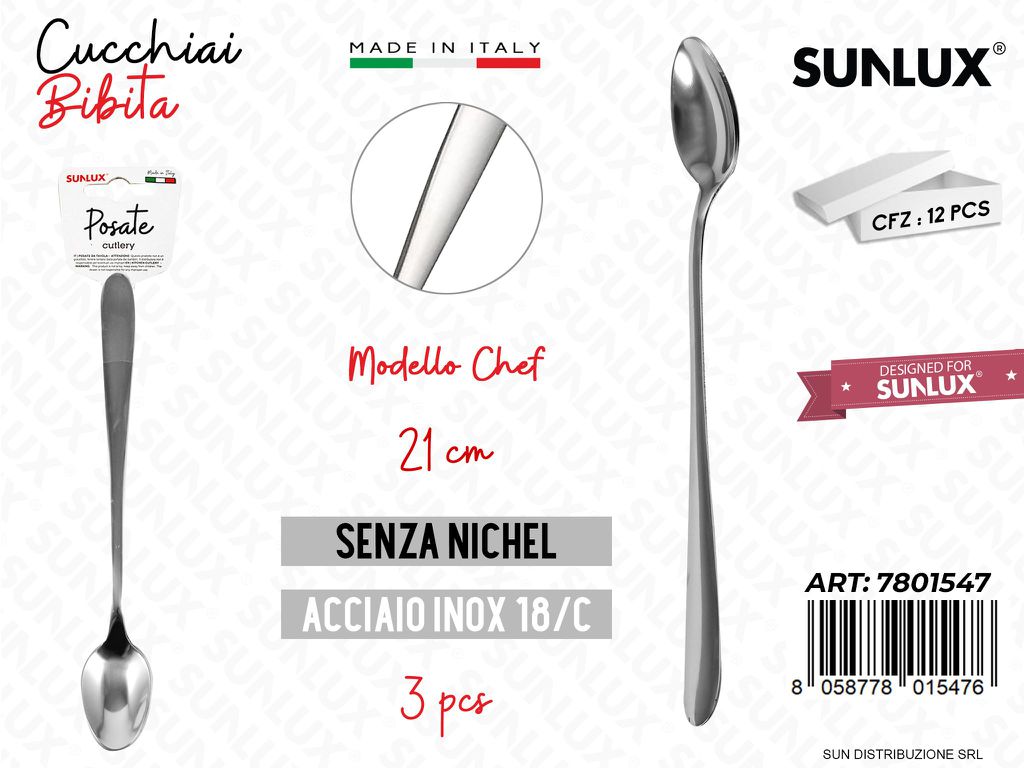 Cucchiai Bibita Chef Inox 21CM 3PCS