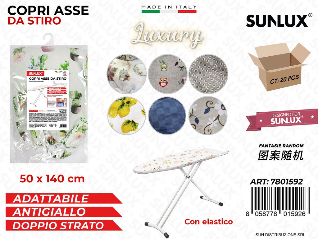 Copri Asse Da Stiro Luxury C/ Elast. 50*140Cm Fant. Ass.