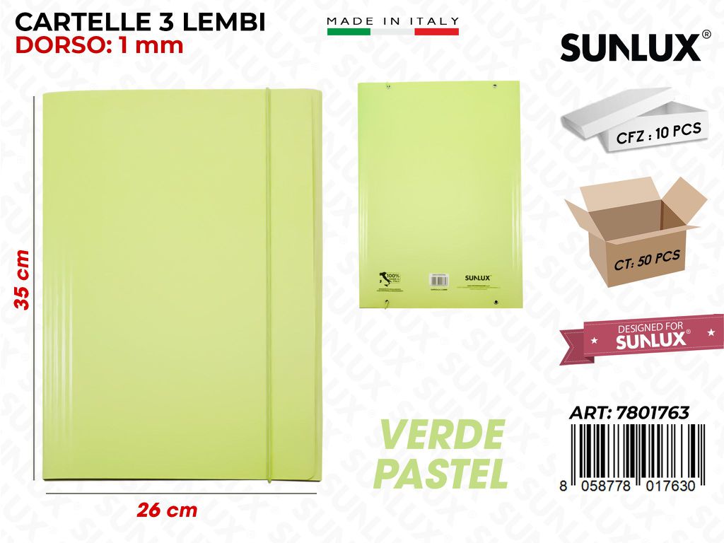 Cartelle 3LEMBI Verde Pastel 26*35CM