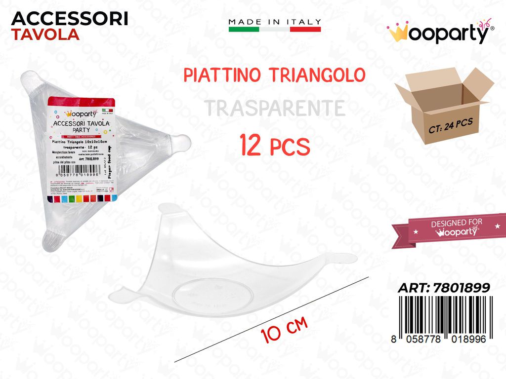 Piattino Triangolo Trasp. 12PCS 10CM