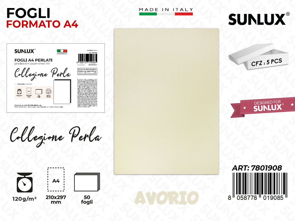 Fogli A4 Avorio Perla 50PCS 120GR