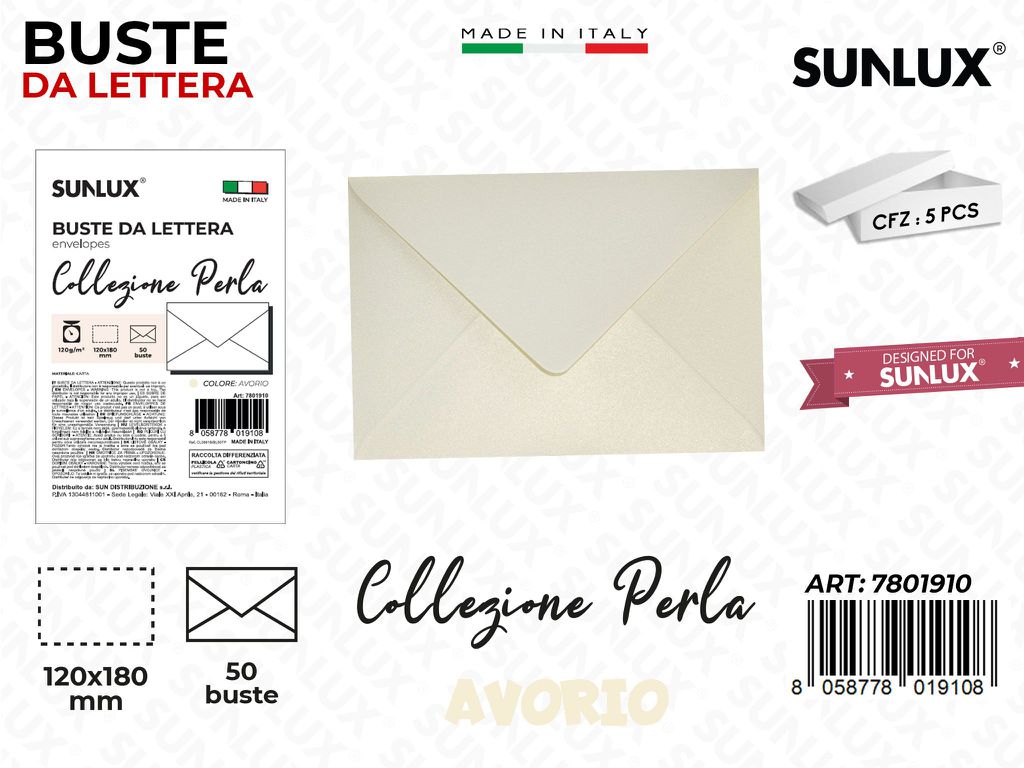 Buste da Lettera Avorio Perla 120*180MM 50PCS