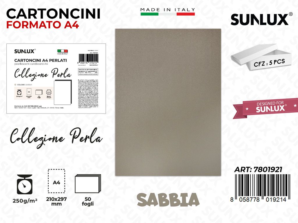 Cartoncini A4 Sabbia Perla 50PCS 250GR