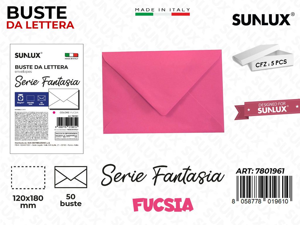 Buste da Lettera Fucsia 120*180MM 50PCS