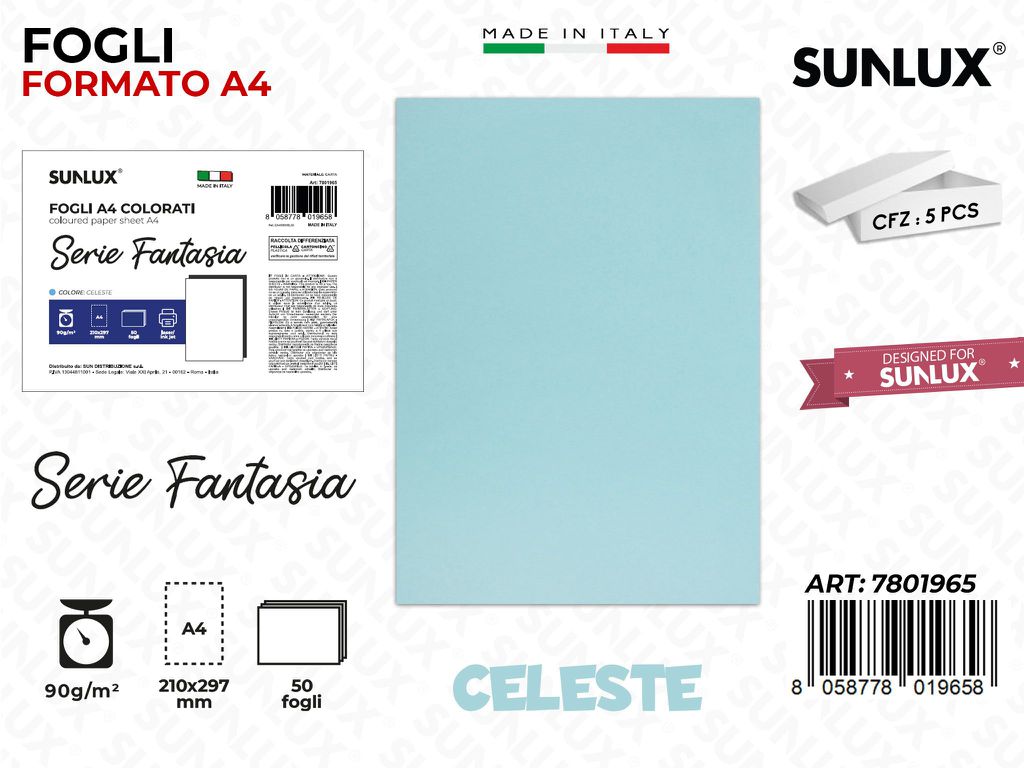 Fogli A4 Fant. Celeste 50PCS 90GR