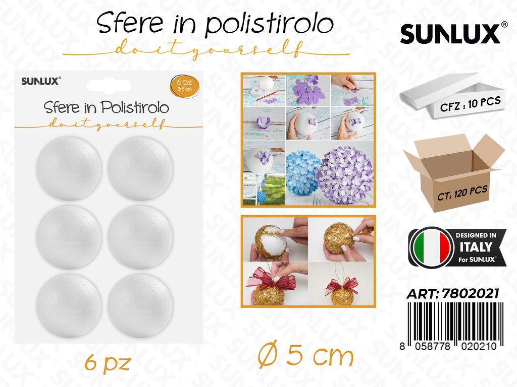 Sfere in Polistirolo 6PCS D.5CM