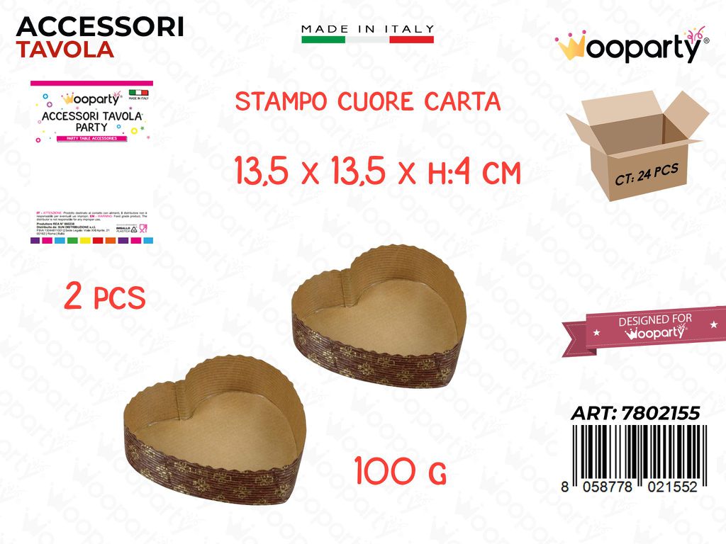 Stampo Cuore in Carta 2PCS 100GR 13.5*13.5*4CM