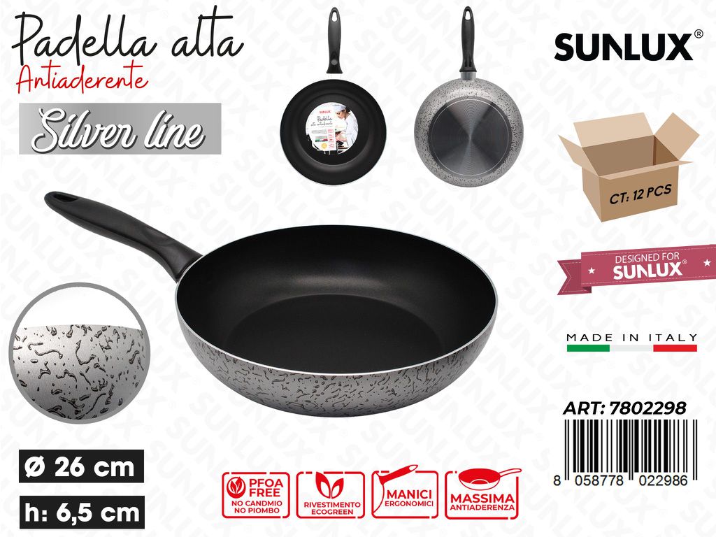Padella Alta Antiader. Silver Line D.26*6.5CM