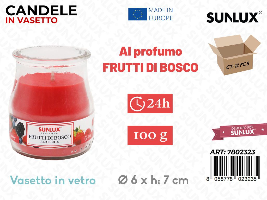 Candele in Vasetto Frutti di Bosco 100GR 24H 6*7CM