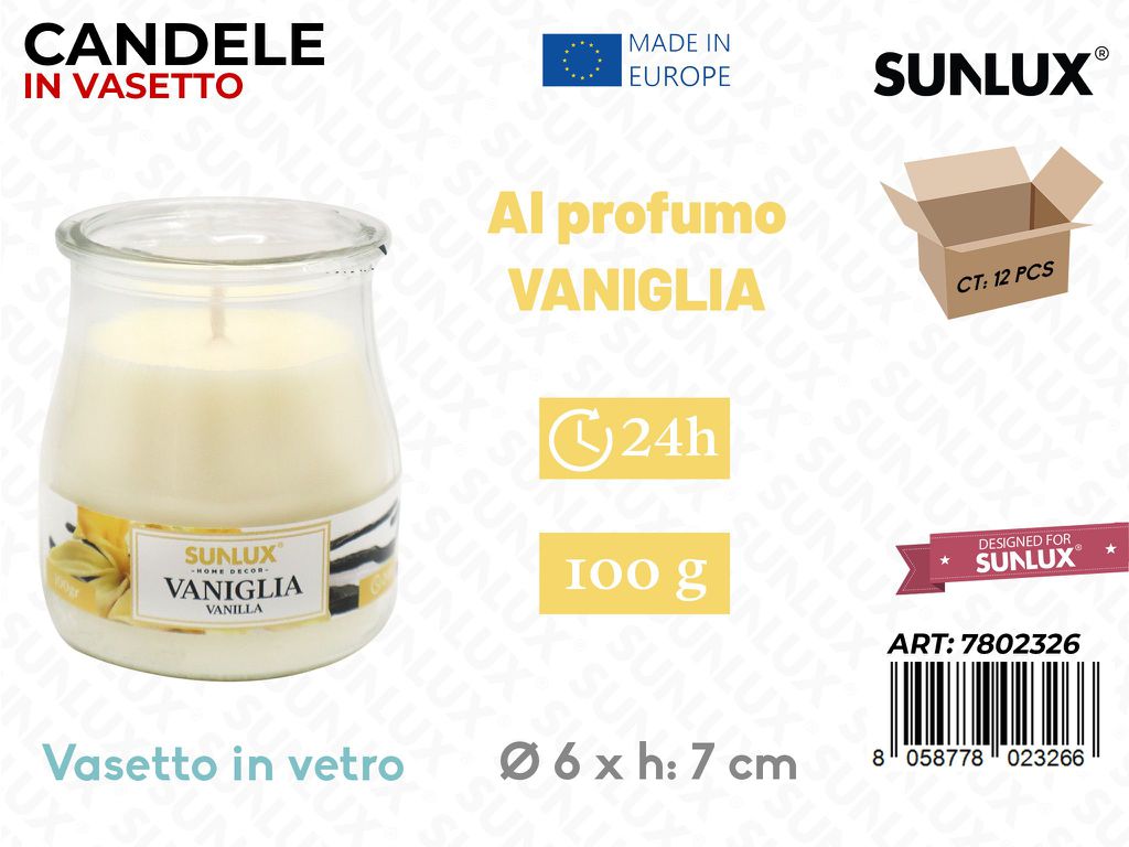 Candele in Vasetto Vaniglia 100GR 24H 6*7CM