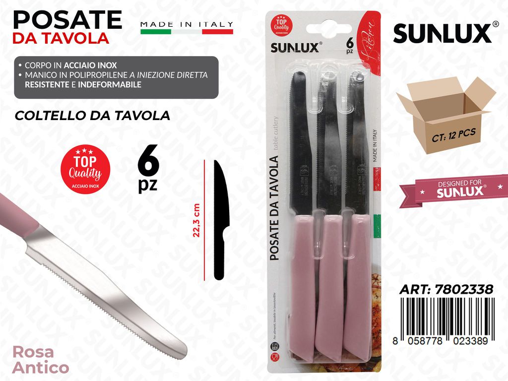 Coltello Tavola Rosa Antico Acc.inox 6PCS