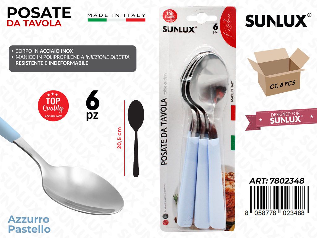 Cucchiaio Tavola Azz. Pastel Acc.inox 6PCS