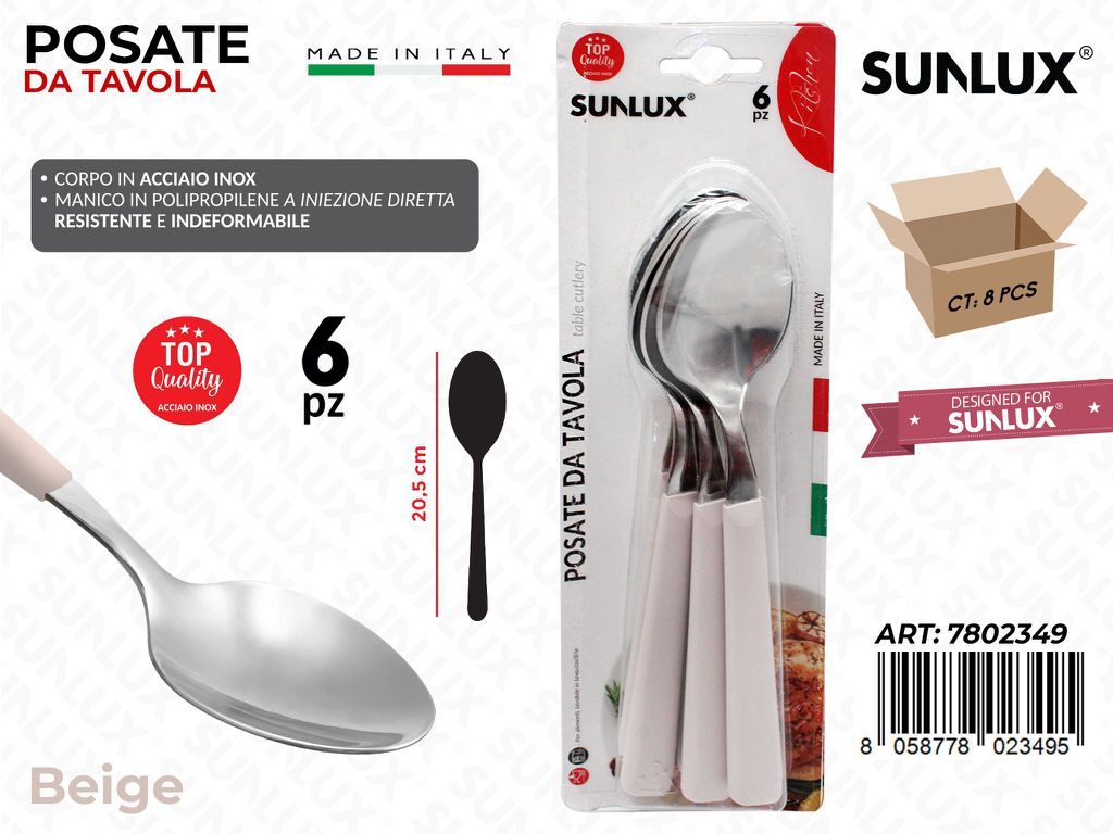 Cucchiaio Tavola Beige Acc.inox 6PCS