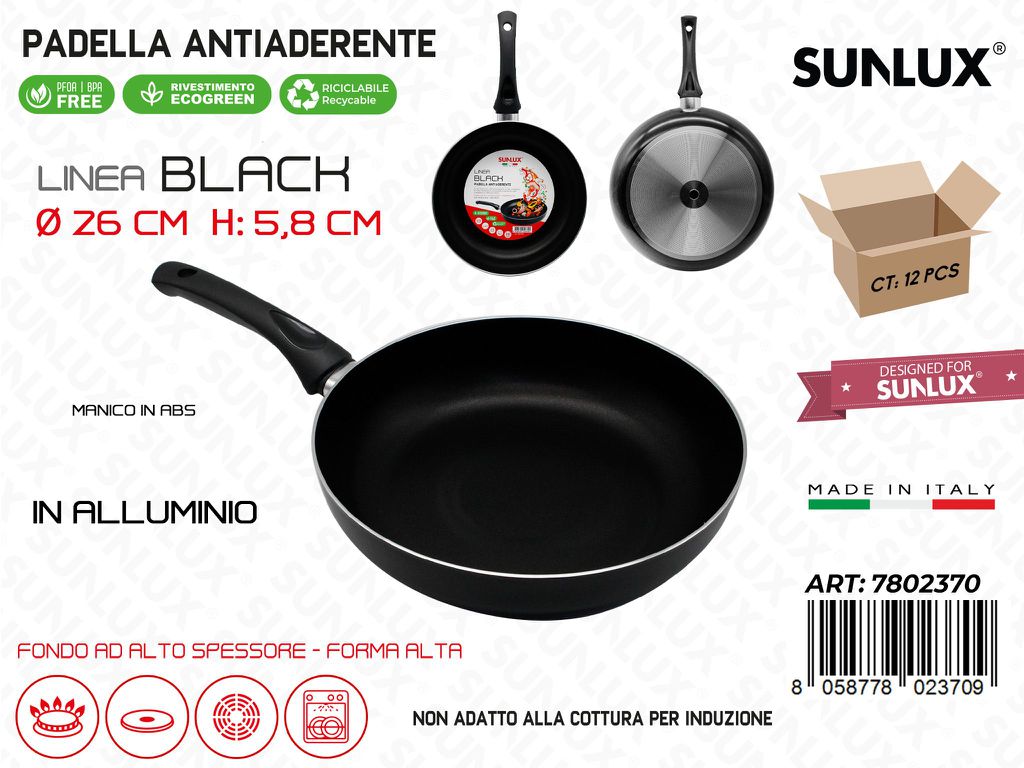 Padella Antiaderente L.black D.26*5.8CM