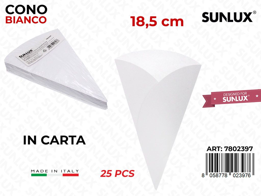 Coni Carta Bianco 25PCS 18.5CM