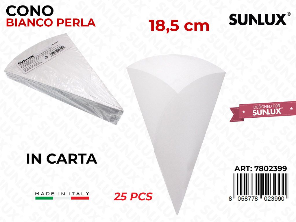 Coni Carta Bianco Perla 25PCS 18.5CM
