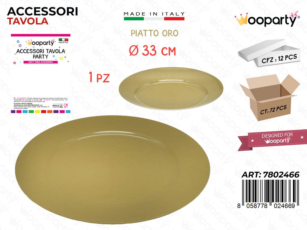 Piatto Oro Plast. D.33CM