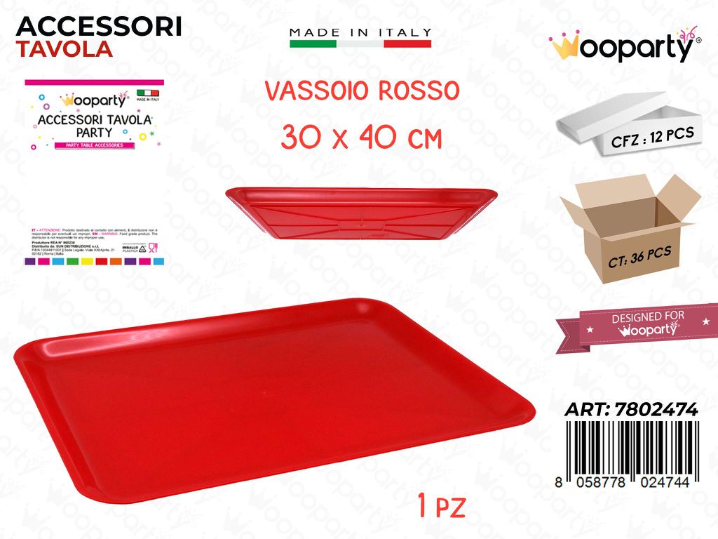 Vassoio Paperino Rosso Plast. 30*40CM