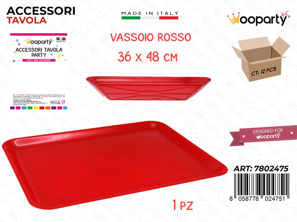 Vassoio Paperino Rosso Plast. 36*48CM