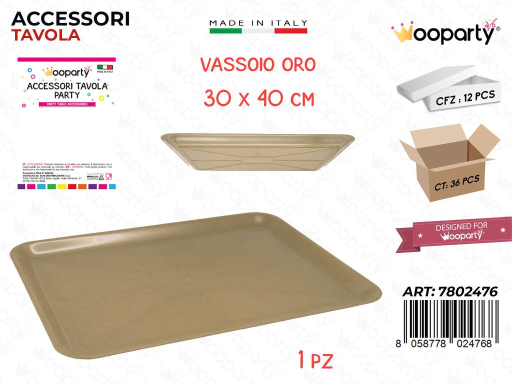Vassoio Paperino Oro Plast. 30*40CM