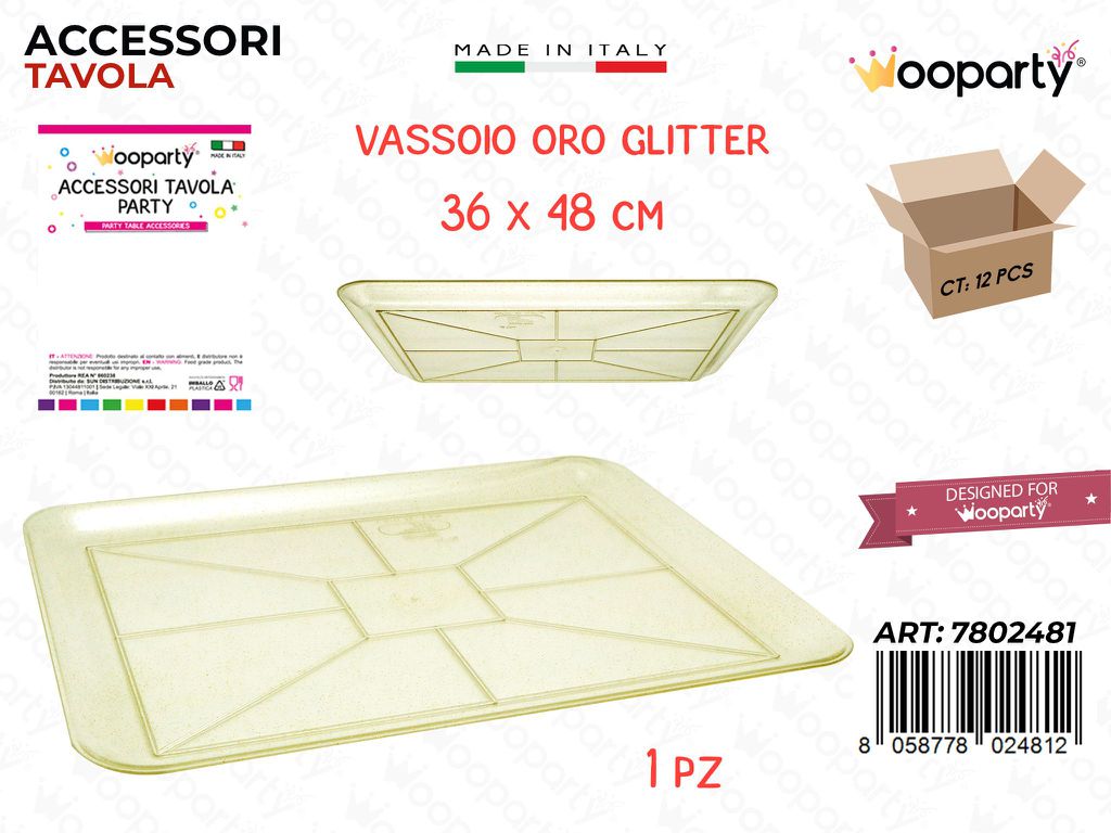 Vassoio Paperino Oro Glitter Plast. 36*48CM