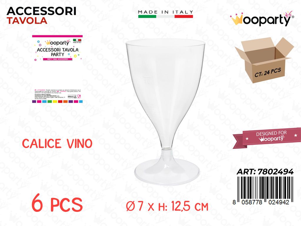 Calice Vino Trasp. Plast. 6PCS 7*12.5CM