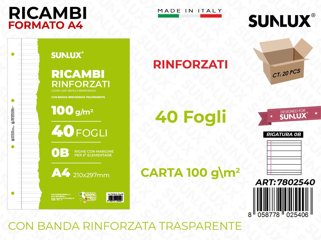 Sunlux Ricambi Rinf. Rig. 0B 40FF 100GR A4