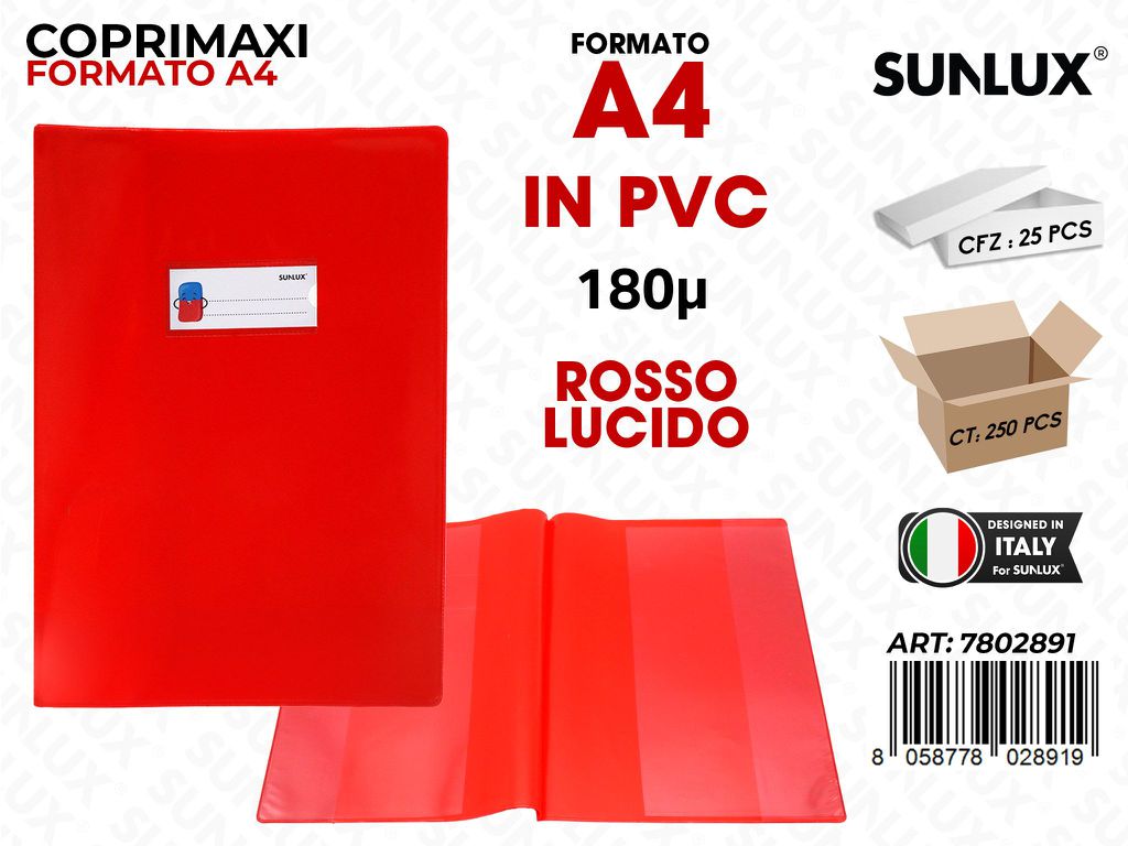 Coprimaxi Pvc Rosso Lucido c/Alette 180 A4