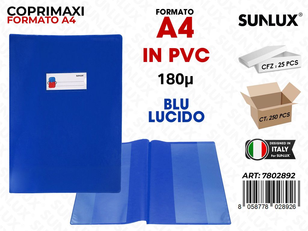 Coprimaxi Pvc Blu Lucido c/Alette 180 A4