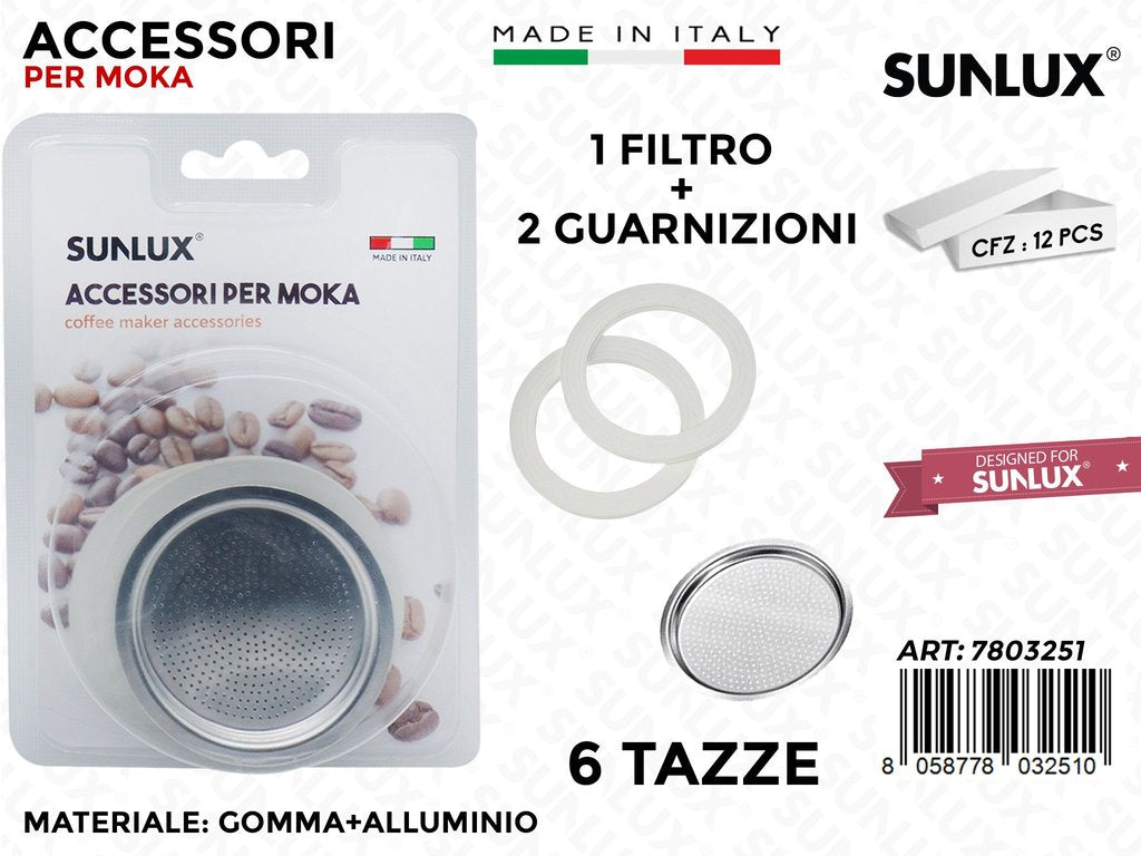 Set per Moka da 6TAZZE 3PCS Ass.